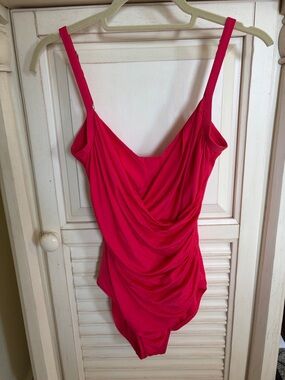 Jantzen Pink Ruched One-Piece Swimsuit Est. Med